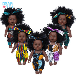12寸非洲黑人娃娃儿童过家家重生娃娃搪胶仿真婴儿安抚娃娃