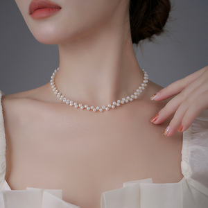 仙姬s925纯银链子小米粒珍珠项链高级设计感小众轻奢颈链锁骨链