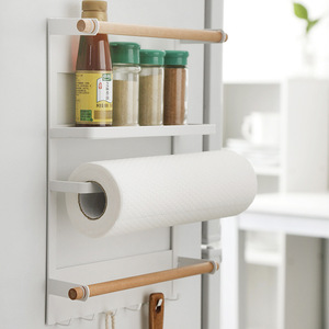 日式简约磁吸冰箱挂架强磁铁卷纸巾保鲜袋储物厨房收纳侧壁置物架