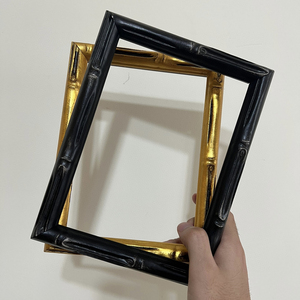【可以定制】宽1.9cm东方竹之美黑色金色银实木竹节画框相框装裱