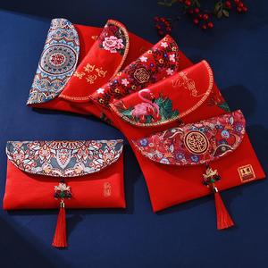 结婚改口大红包万元绸缎利是封2万个性创意小众布艺随份子红包袋
