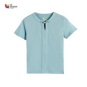 夏季男蓝儿童少年中式国风短袖T恤上衣学生校服幼儿园订制采荷男