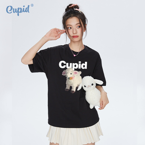 CUPID小羊玩偶短袖t恤女2024夏季新款小众设计感宽松显瘦情侣上衣
