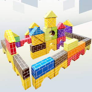 儿童彩色仿真纸砖积木建构区材料幼儿园区域搭建纸盒玩具砖块大班