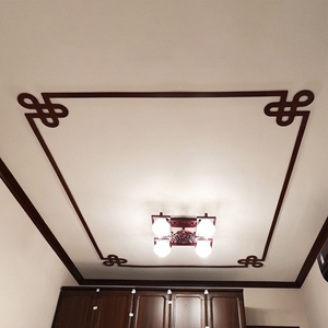 中式吊顶框架客厅走廊天花板角花装饰pvc平线条L型线镂空花格定制