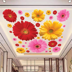 美容院天花板3d立体花向日葵贴画墙面自粘装饰品遮丑墙贴纸颜值高