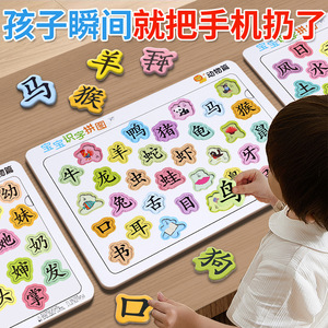 宝宝幼儿早教识字益智玩具认字认知卡片3-4到6岁儿童进阶拼图汉字