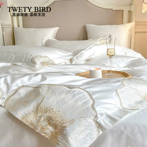 高级感床品欧式澳棉四件套全棉被套床单纯棉南通家纺白色床上用品