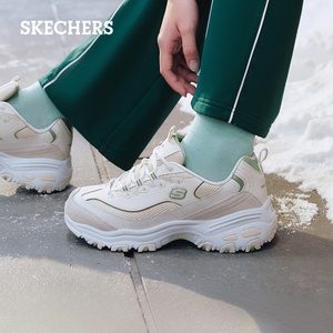 斯凯奇24年新款女鞋春季清新绿色休闲运动鞋显瘦增高小白鞋熊猫鞋