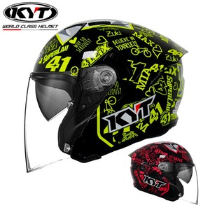 意大利KYT摩托车头盔夏季男女双镜片踏板半盔覆式电动车骑行四季