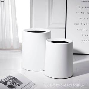 日式北欧创意双层垃圾桶办公室卧室客厅家用垃圾桶无盖纸篓加厚款
