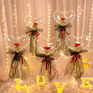 爱心波波球玫瑰花束气球情人节礼物网红造型夜市地摊发光材料包
