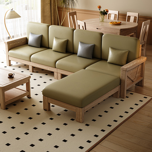 白蜡木实木沙发北欧框架原木风格现代简约大小户型猫抓皮客厅家具