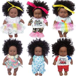 娃娃仿真玩具非洲婴儿女孩皮肤玩偶洋搪胶儿童黑人黑软胶洗澡安抚