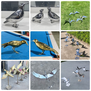 不锈钢镜面小鸟鸽子雕塑定制景观草坪金属抽象挂饰大雁装饰摆件
