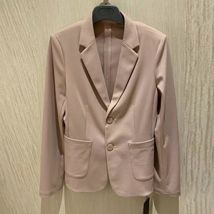 专柜欧阿玛施女装2024秋季新款百搭收腰显瘦浅粉色两粒扣西装外套