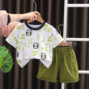 婴儿衣服夏季薄款帅气韩版短袖短裤纯棉套装1一3岁男孩子宝宝夏装