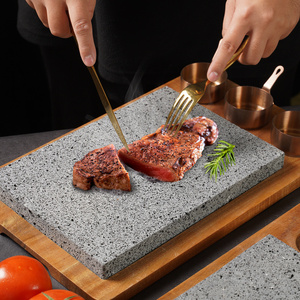 火山岩石烤盘烤箱石板烧韩国餐厅烤肉石头餐具牛排煎盘西餐牛扒盘