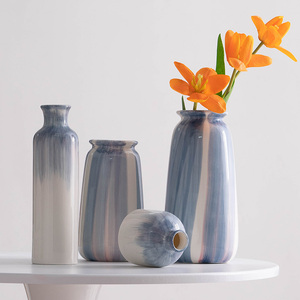 中式手绘渐变陶瓷花瓶客厅书房水养鲜花干花插花桌面装饰摆件瓷瓶