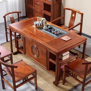 新中式实木茶桌椅组合非洲花梨木茶台格木店面办公室接待功夫厂家