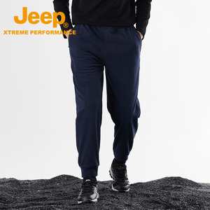 Jeep吉普运动户外裤男士秋冬季加绒保暖直筒摇粒绒卫裤透气休闲裤