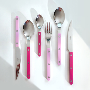 Sabre paris法式高级不锈钢牛排餐具刀叉套装家用西餐勺子粉玫红