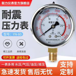 耐震压力表YN60立式液压表油压表水压表充油抗震表2分负压真空表