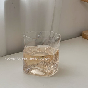 ns玻璃杯异形杯杯扭扭杯饮料杯韩国博主同款透明杯子咖啡杯茶杯