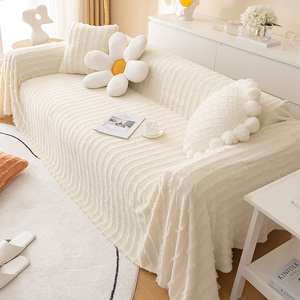 纯色双面沙发盖布防猫抓毛绒沙发垫全包套罩现代简约万能防滑盖巾