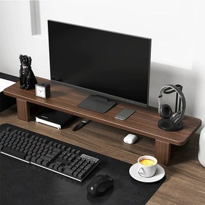 实木电脑显示器增高架胡桃木垫高底座书桌键盘收纳架桌面置物架