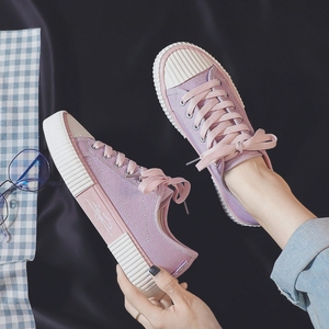 紫色饼干鞋女帆布鞋女学生韩版百搭板鞋低帮鞋子夏季ins小白鞋女
