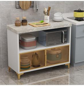 餐边柜大理石实木玻璃门厨房岩板储物柜现代简约碗柜微波炉置物架