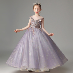 儿童礼服高端定制女童公主裙生日晚礼服小女孩主持人钢琴演出服装