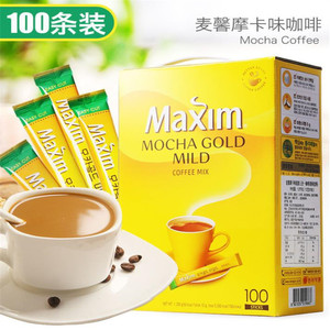 韩国进口麦馨摩卡味三合一maxim速溶咖啡100条盒装办公室提神咖啡