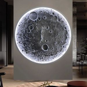 月球浮雕石膏3D立体壁灯网红餐厅酒吧壁挂背景墙装饰圆形月亮壁画