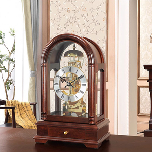 机械座钟客厅桌面复古创意坐钟实木装饰摆设钟北极星机芯古典钟表