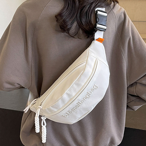 帆布包包女大容量韩版时尚斜挎包胸包网红爆款小众设计感休闲腰包