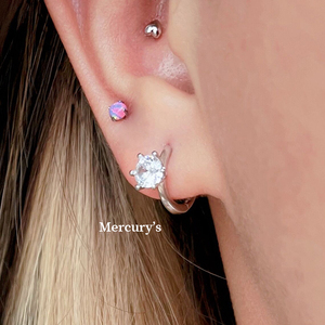 Mercurys耳朵上的钻戒耳圈小众设计感迷你耳扣s925银饰锆石耳骨环