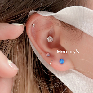 Mercurys澳宝迷你耳骨钉钛钢拧螺丝免摘耳钉细针紫色耳窝钉0.8mm