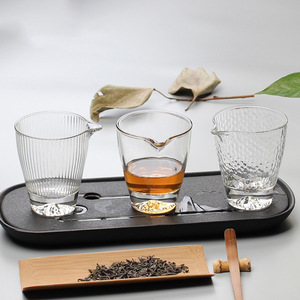 日式玻璃公道杯富士山底部锤目纹公杯加厚玻璃茶海分茶器公杯茶具