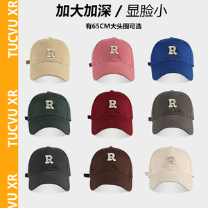 RX UVCUT日本设计师联名款黑色棒球帽女65cm大头围深顶鸭舌帽子男