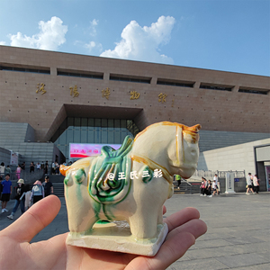 洛阳礼物西安博物馆文创旅游纪念唐三彩小胖马摆件驼陶瓷家工艺品
