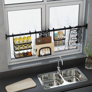 不锈钢厨房置物架壁挂免打孔水槽沥水架碗碟挂架窗户窗台碗架收纳