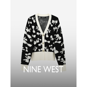 Nine West/玖熙2024年春季新款温柔甜美气质针织开衫外套女上衣