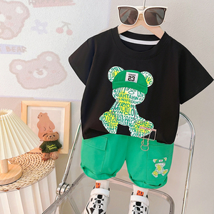 婴儿衣服夏季韩版洋气男童6薄款7短袖8套装9个月一周岁男宝宝夏装