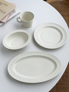 安木良品 外贸出口 韩式ins花边哑光质感陶瓷餐具水杯点心碗菜盘