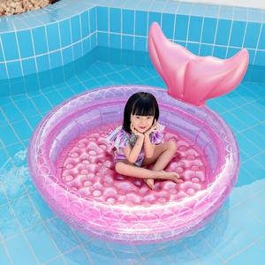 夏天美人鱼充气游泳池小型加厚PVC家用婴幼儿童宝宝水池海洋球池