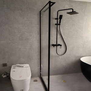 卫生间卫浴淋浴间玻璃隔断浴室厕所马桶干湿分离半墙屏风极窄定制
