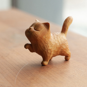 元也先生原创意艺术家居礼物茶室刘亦菲李现有风的地方同款木雕猫