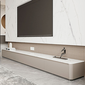 实木岩板电视柜茶几组合简约现代意式轻奢地台客厅小户型整装地台